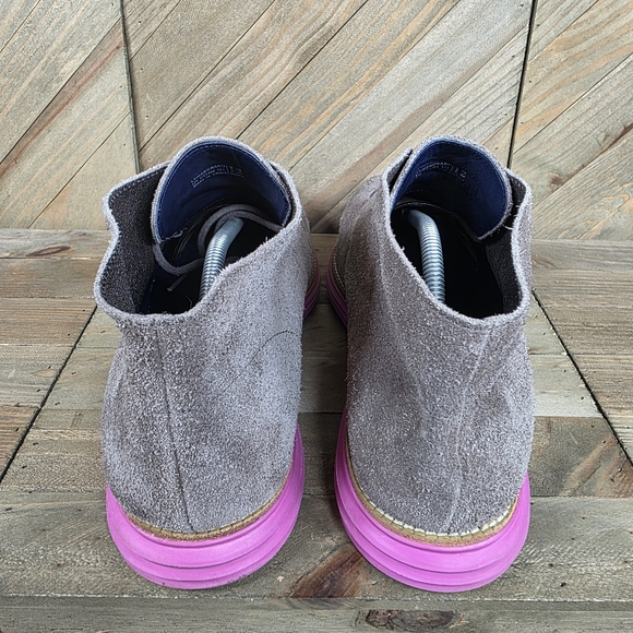 Cole Haan LunarGrand Mens Lace Up Chukka Boots Size 12 Grey Suede Orchid Pink main image 7